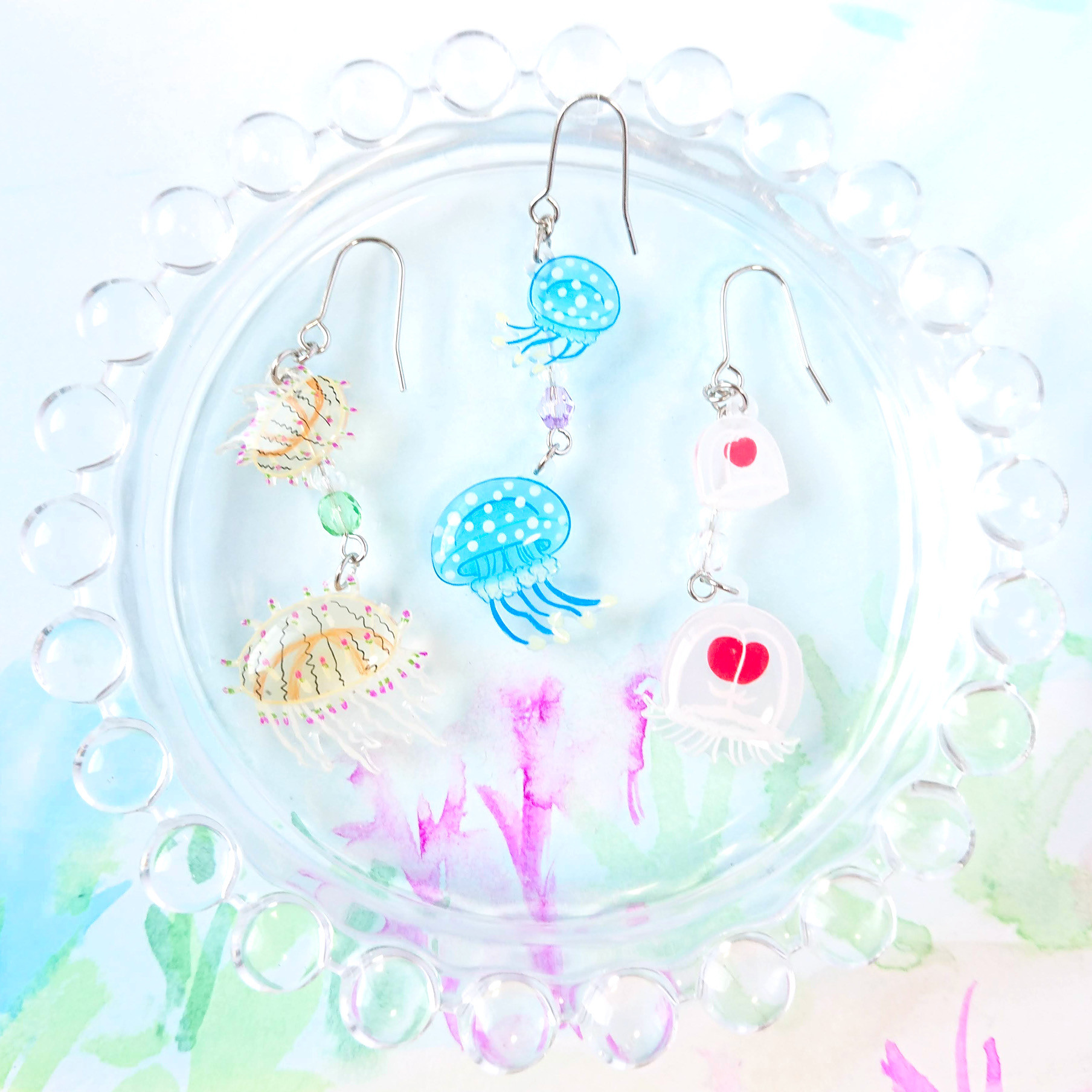 クラゲ2＊ピアス/イヤリング ピアス（フック・チェーン） ねぎ