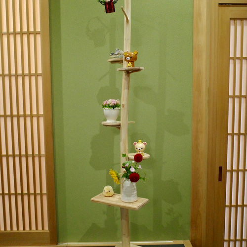 フラワースタンド　ハンガーラック　コートハンガー　天然吉野ヒノキ フラワースタンドハンガーラックコートハンガー天然吉野ヒノキ