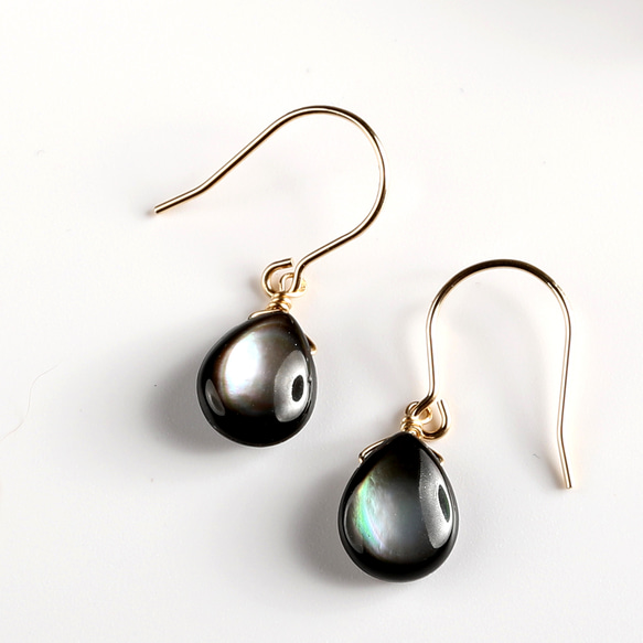 耳環　金環　①②まとめて 黑珍珠耳環/耳環/K14GF(金屬零件交換OK) 垂墜耳環443carats 的