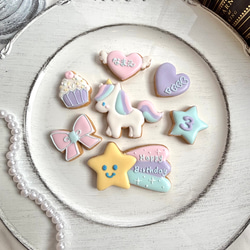 【お誕生日 記念日に♡】ゆめかわ☆ユニコーンのアイシングクッキー 2枚目の画像