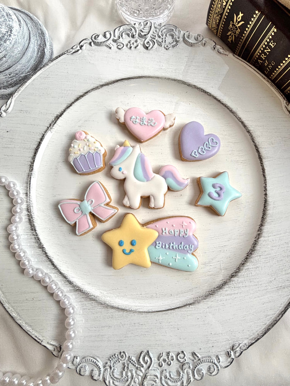 【お誕生日 記念日に♡】ゆめかわ☆ユニコーンのアイシングクッキー 2枚目の画像