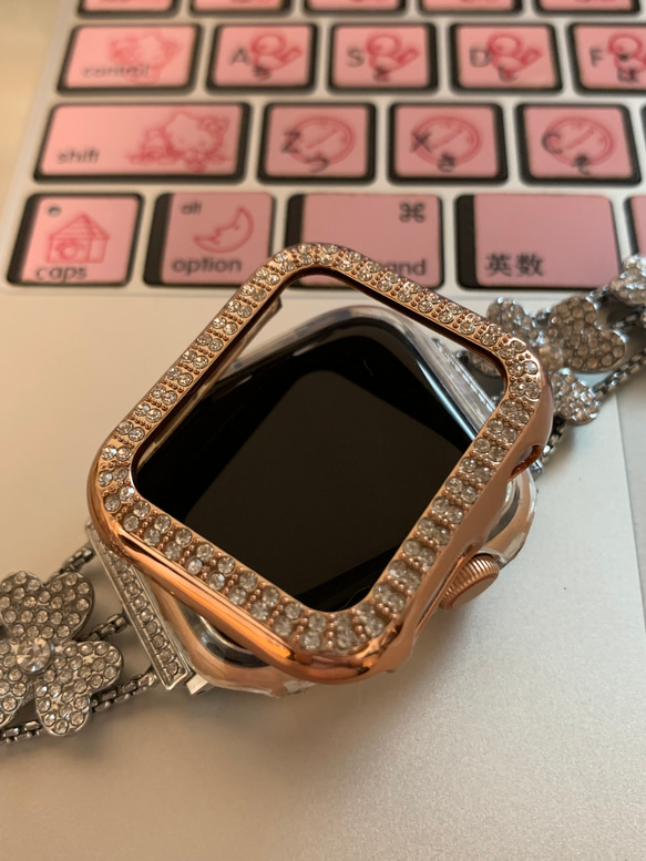 【再入荷】Apple Watch クローバーチェーンバンド &二重ストーンケースセット 14枚目の画像