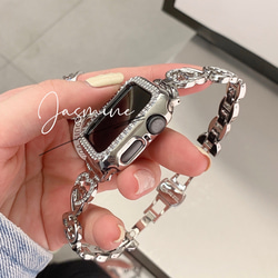 【再入荷】Apple Watch ハートチェーンベルト シルバー　全サイズあり 3枚目の画像