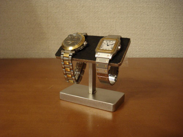 名入れ　刻印　ラッピング　ウオッチスタンド　時計スタンド　腕時計スタンド おしゃれ　2本掛けバー腕時計スタン 1枚目の画像