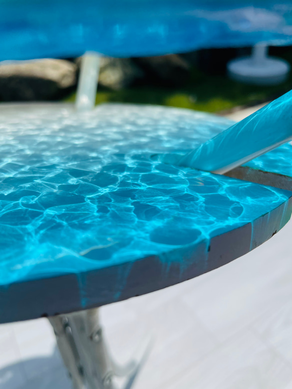 新ver ブルームーンビーチ　水紋の影　穏やかな海ガラスガラスサイドテーブル　海 SEA  table コーヒーテーブル 6枚目の画像