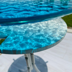新ver ブルームーンビーチ　水紋の影　穏やかな海ガラスガラスサイドテーブル　海 SEA  table コーヒーテーブル 3枚目の画像