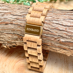 【木製腕時計】EINBAND Reise 天然石 ターコイズ ウッドウォッチ 木の時計 夏の定番 【40mm】 4枚目の画像