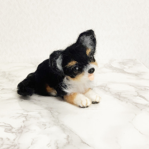 羊毛フェルト　チワワ　ブラックタン　ハンドメイド　犬 羊毛フェルト チワワ ♪*ﾟブラックタン ぬいぐるみ 犬