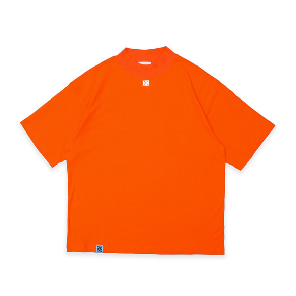 ミッドタートルネック半袖Tシャツ-ベージュ/ブライトオレンジ 12枚目の画像