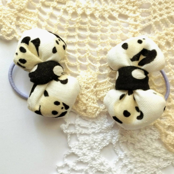 ふわふわネコ＆パンダ♡ベビーヘアクリップヘアゴム