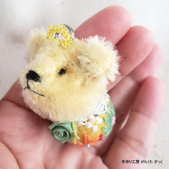 がらくたざっく★第2弾！『サステディ～なぶるベア』チャームbear 刺繍　黄bear★人・モノ・環境に優しく、SDGｓ 3枚目の画像