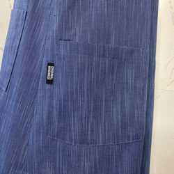 かすり調ブルー・綿ポリ　サイドスリット・プルオーバーエプロンドレス　88 9枚目の画像