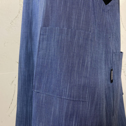 かすり調ブルー・綿ポリ　サイドスリット・プルオーバーエプロンドレス　88 10枚目の画像