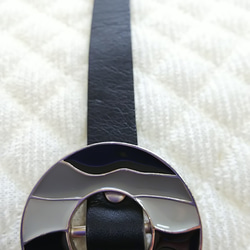本革製 ファッションベルト リバーシブル 黒 グレー フリーサイズ 5枚目の画像