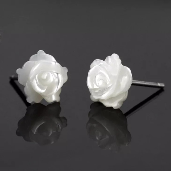 Mother of Pearl White Rose pierce / nonho ru 9枚目の画像