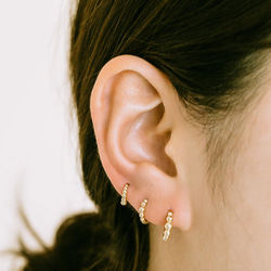 14K金 ゴールド 耳 鼻 軟骨 ニップル ヘリックス トラガス メンズ レディース フープ ピアス リング イヤリン 4枚目の画像