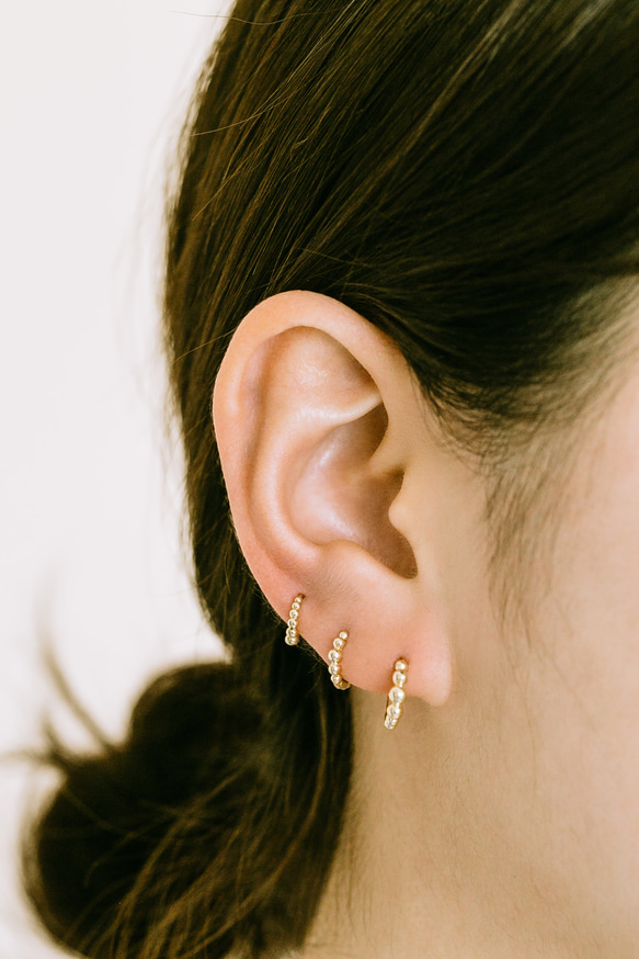 14K金 ゴールド 耳 鼻 軟骨 ニップル ヘリックス トラガス メンズ レディース フープ ピアス リング イヤリン 4枚目の画像