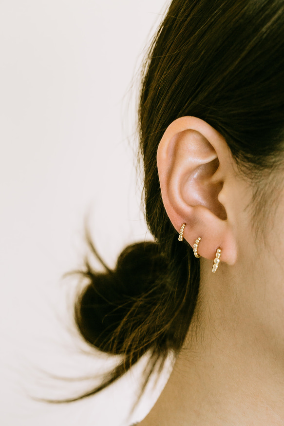 14K金 ゴールド 耳 鼻 軟骨 ニップル ヘリックス トラガス メンズ レディース フープ ピアス リング イヤリン 5枚目の画像