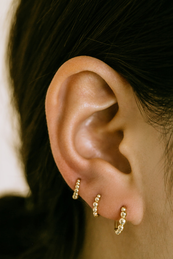 14K金 ゴールド 耳 鼻 軟骨 ニップル ヘリックス トラガス メンズ レディース フープ ピアス リング イヤリン 3枚目の画像