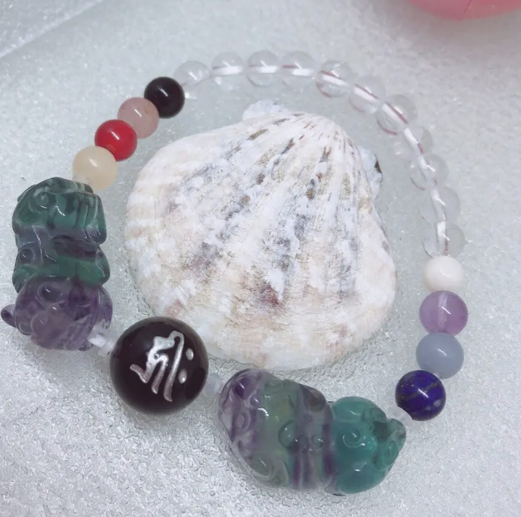 調和✳︎癒し　ヒキュラ　フローライト貔貅チャクラ  ブレスレット