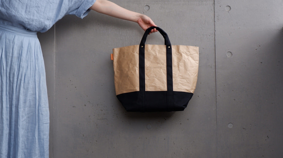 コメカミフクロ BASIC TOTE(ベーシックトート) L  size -帆布黒- 1枚目の画像