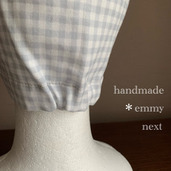 送料無料＊handmadeダブルガーゼ帽子〈plaid・チェック柄グレー〉医療用帽子　ケアキャップ　ケア帽子　医療用帽子 4枚目の画像