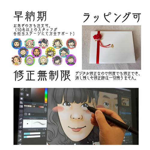 似顔絵 野球のユニフォームで☆ 絵画 ぴんくぶた※クリーマ閉鎖