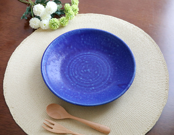 SALE]ディープシーブルー 海色の釉薬 7寸深皿 中皿 TSUCHI-HANAKI 通販