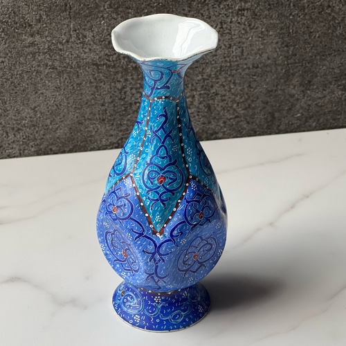 ペルシャのエナメル壺 フラワーベース 15cm ネイビー