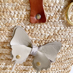 【一点物/再販なし】かごバッグ 蝶々バタフライ 本革 シャンパンゴールド ペイズリー グレージュ クリーム 11枚目の画像