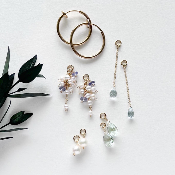 アイオライトとアメトリンのワイヤーラッピングイヤリング チャーム