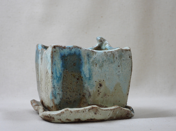 角陶製植木鉢(皿付き)1 3枚目の画像