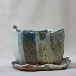 角陶製植木鉢(皿付き)1 2枚目の画像