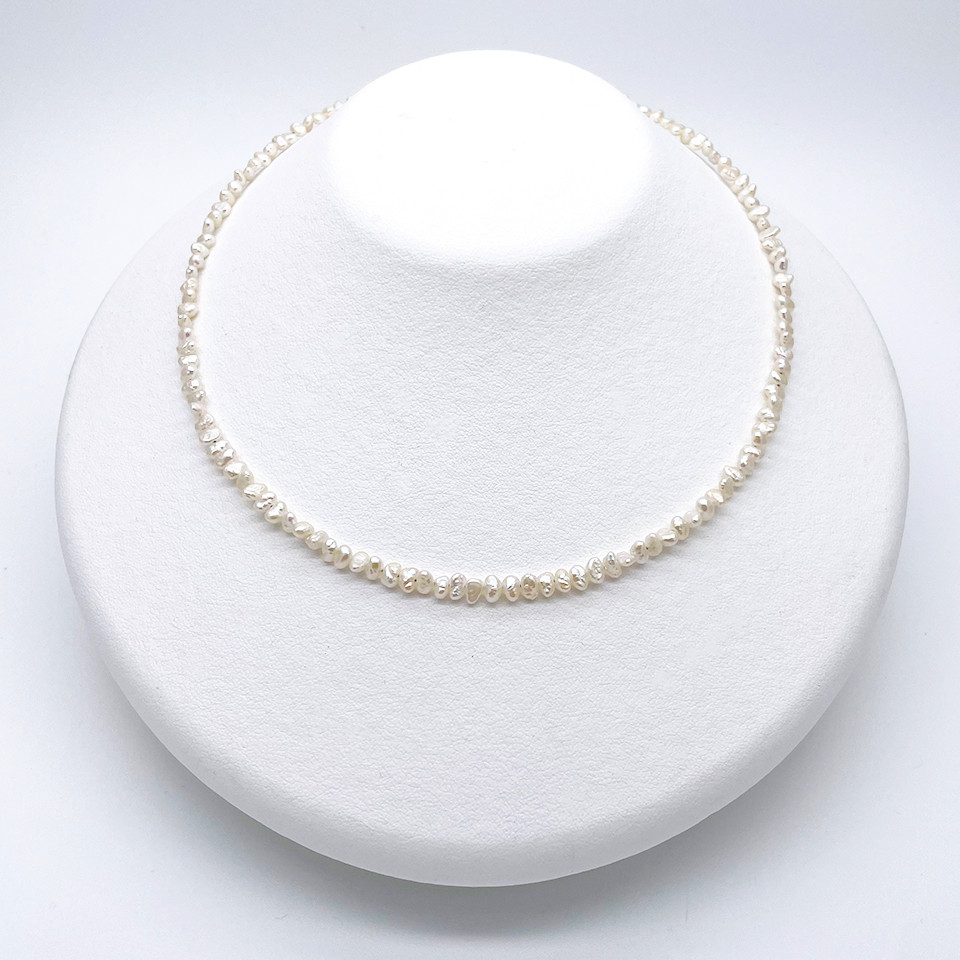 極小ケシパールネックレス 芥子 無核 淡水 本真珠 バロック 4~5mm 金属アレルギー 40cm 38cm 35cm