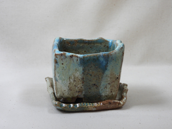 角陶製植木鉢(皿付き)2 5枚目の画像