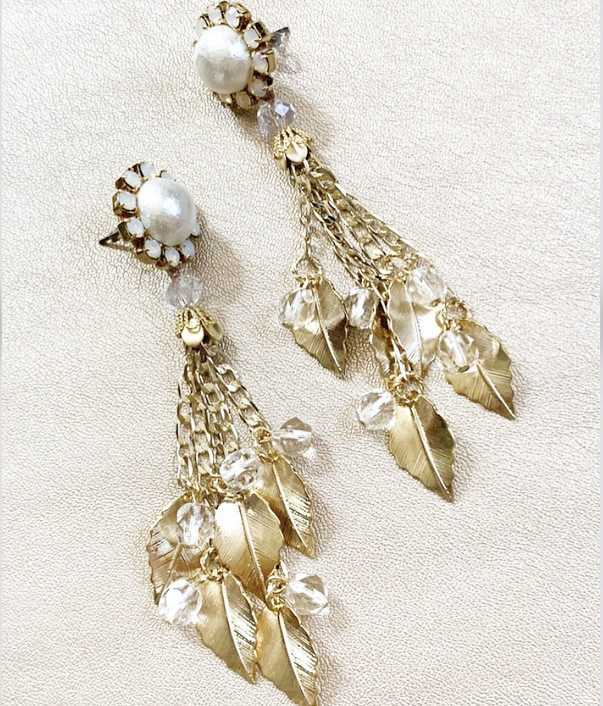 Feuille リーフモチーフチェーンイヤリング・ピアス