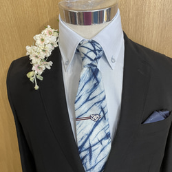 徳島しじら織長尾ネクタイ　筒藍染クロス(9月までの限定販売) 2枚目の画像
