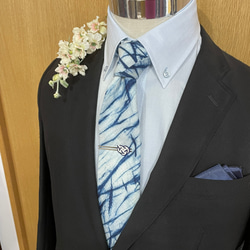 徳島しじら織長尾ネクタイ　筒藍染クロス(9月までの限定販売) 3枚目の画像