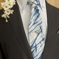 徳島しじら織長尾ネクタイ　筒藍染クロス(9月までの限定販売) 6枚目の画像