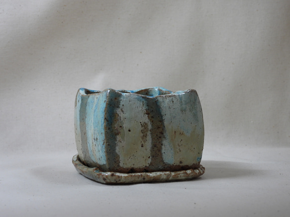 角陶製植木鉢(皿付き)3 4枚目の画像