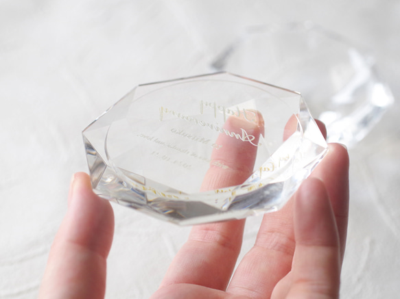 【名入れ】クリスタルガラスのジュエリーケース／ブリリアントカット／LC-175 10枚目の画像