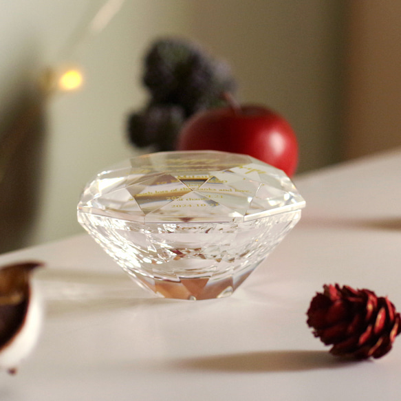 【名入れ】クリスタルガラスのジュエリーケース／ブリリアントカット／LC-175 15枚目の画像