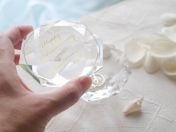 【名入れ】クリスタルガラスのジュエリーケース／ブリリアントカット／LC-175 8枚目の画像