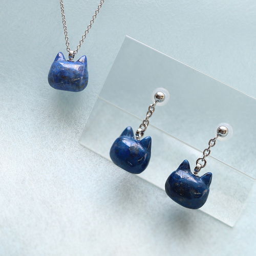 縄文ねこ形土製品 ラピスラズリのネックレス （659-540/ラピス