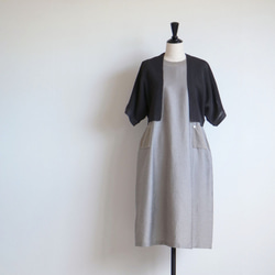 [防紫外線、防空調的優良商品◎]日本紙脊線針織短上衣[木炭色] 第12張的照片
