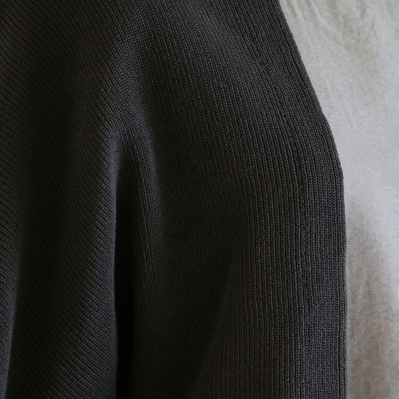 [防紫外線、防空調的優良商品◎]日本紙脊線針織短上衣[木炭色] 第11張的照片