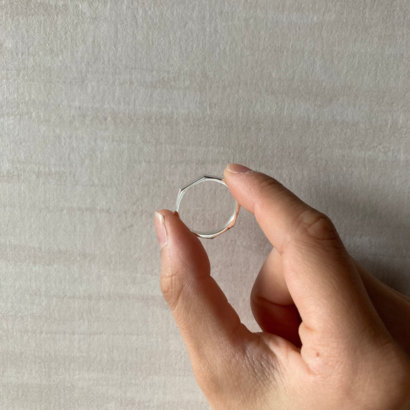 octagon+ ring 【silver925】　シンプル　八角形　華奢　シルバー　シルバー925 メンズ　 13枚目の画像