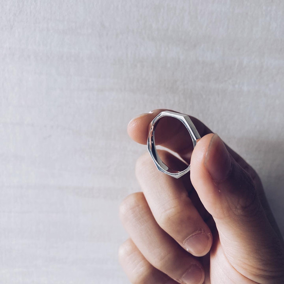 octagon+ ring 【silver925】 シンプル 八角形 華奢 シルバー