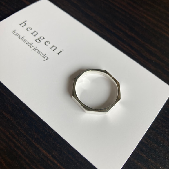 octagon+ ring 【silver925】　シンプル　八角形　華奢　シルバー　シルバー925 メンズ　 6枚目の画像