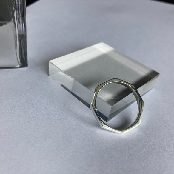 octagon+ ring 【silver925】　シンプル　八角形　華奢　シルバー　シルバー925 メンズ　 10枚目の画像